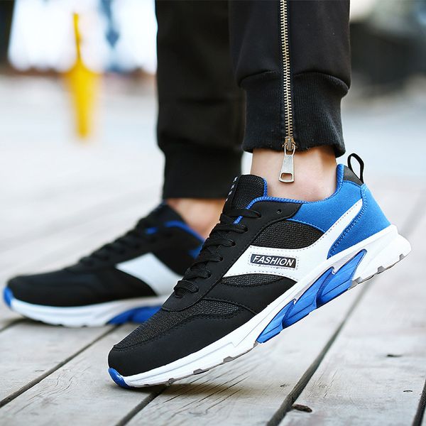 

men sneakers 2019 new breathable mesh men shoes lace-up sport shoes casual man zapatillas hombre, Black