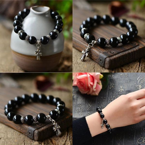 

beaded jewelry natural black obsidian single circle bracelet men and women fund hand string single circle ornaments kids bracelets