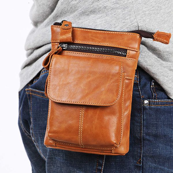 

2018 real cow genuine leather waist packs fanny pack belt bag phone pouch bags travel small shoulder messenger bag chest pouch