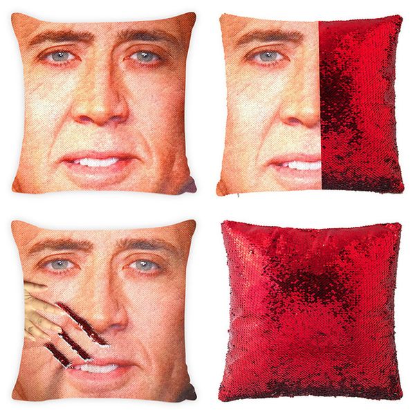 

mermaid pillow case nicolas cage magic pillowslip reversible sequin pillow cover decorative throw cushion case hidden fun