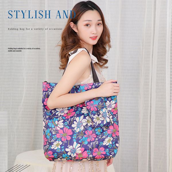 

eco-friendly foldable travel tote handbags washable outside grocery bags waterproof oxford reusable heavy duty shopping bag