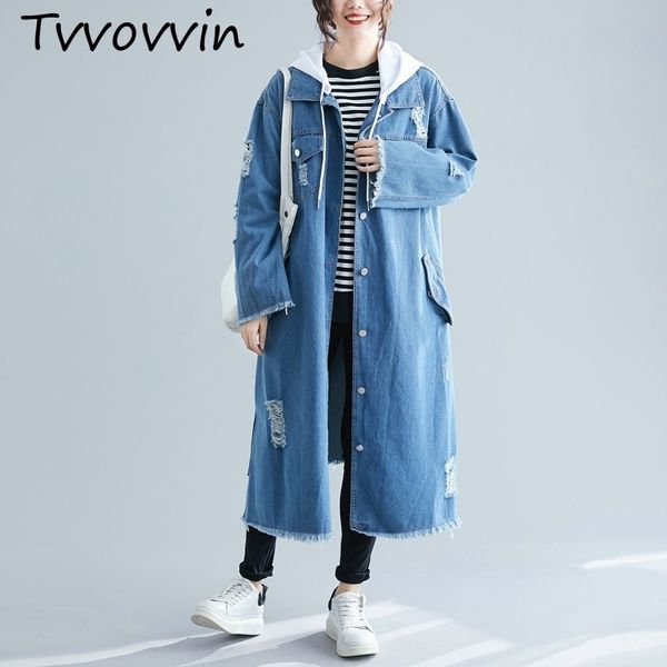 

autumn and spring new 2019 denim trench coat for women korean style wild casual hooded fashion windbreaker female c446, Tan;black