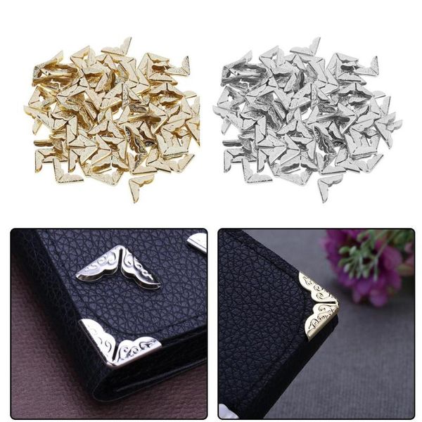

100pcs notebook scrapbooking menus corner folders protectors metal sliver gold tone decorative corners for folders file albums