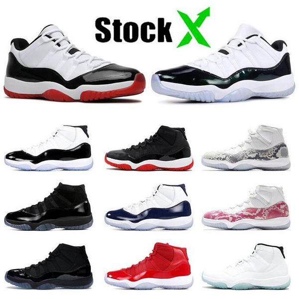 

with box stockx 2020 bred 11 mens basketball shoes 11s concord high platinum tint space jam cap and gown men women sports sneakers sz 5.5-13