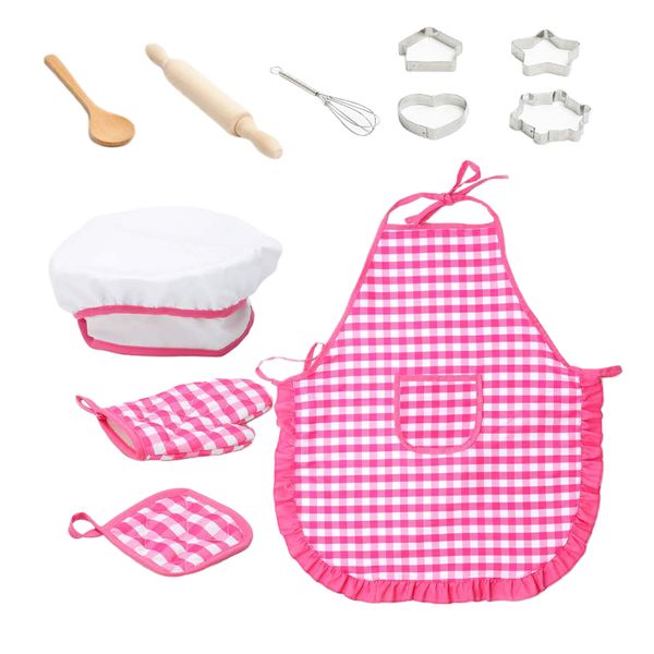 

kids kitchen cosplay game cooking utensils accessories w/ apron & chef hat