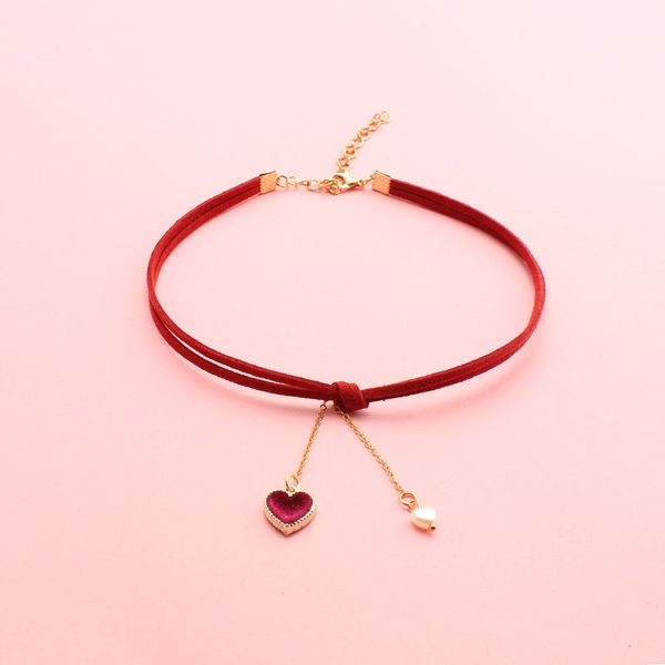 

beating heart choker creative girl love necklace short clavicle chain net red collar neck jewelry neckband necklace, Silver