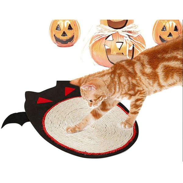 

pet cat pad scraping sisal pad cat scratch board bat-shaped durable sisal fabric toy cats pet grab pad cat supplies1