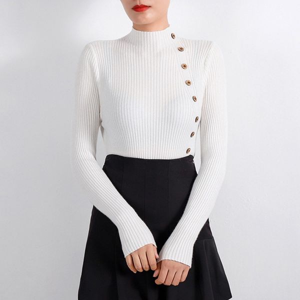 

women's knit sweater jumper women's long sleeve solid color top, White;black
