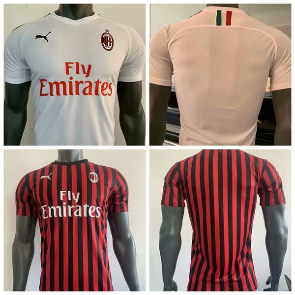 

player version ac milan 2019 2020 piatek football shirt 8 suso 2 calabria cutrone men home away football jerseys, Black;yellow