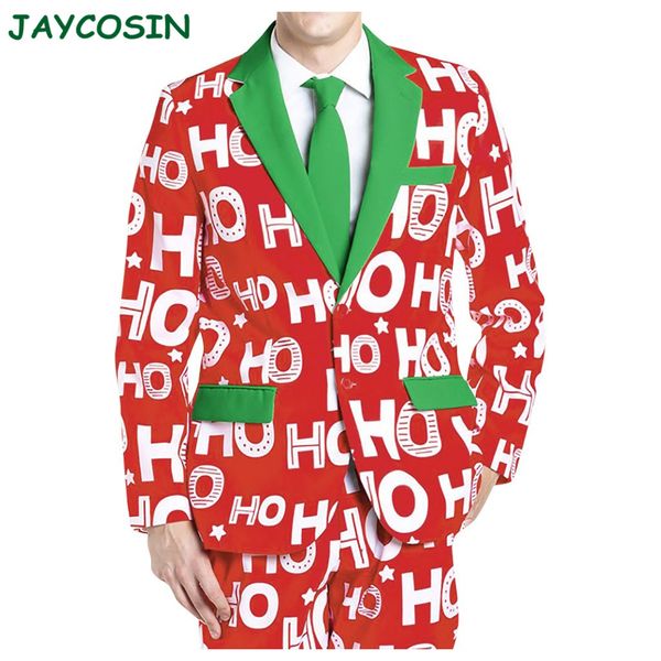 

jaycosin men suits for wedding 2019 winter red christmas print men clothes fashion casual long sleeve blazer jackets coats 1108, White;black