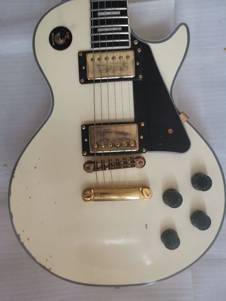 

Custom Shop 1959 Heavy Relic White Cream Электрогитара Ebony Накладка, One Piece шеи, Little Pin Мост Золотые Гровер Schaller Тюнеры