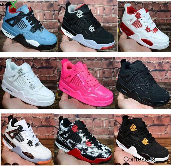 

kids 4 bred cactus jack pure money jordon basketball shoes 4s children boy girls pink white royalty black cat sneakers toddlers birthday