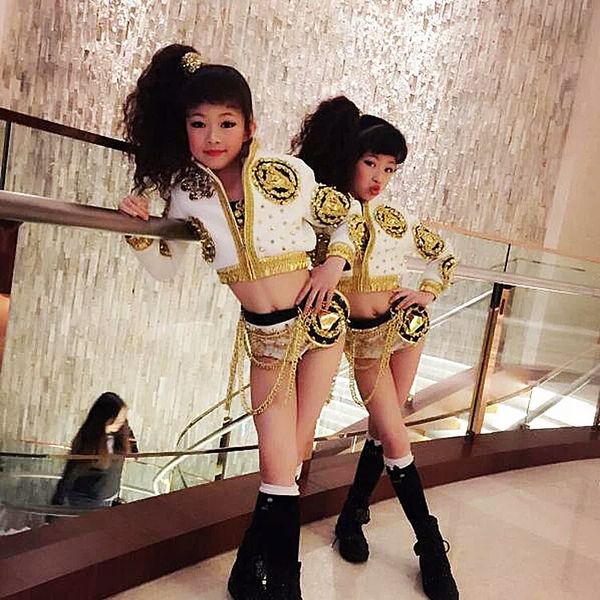 

new children's jazz dance wear girls' drum performances hip-hop modern dance children's clothes show, Black;red