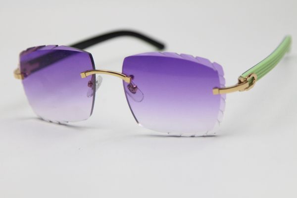 

2020 3524012 rimless carved lens optical black green mix fashion plank lens purple glasses gold brown new sunglasses, White;black