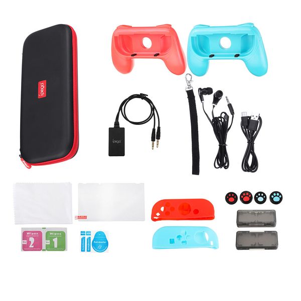 iPega PG-9182 18 in 1 Set Borsa da trasporto per Nintendo Switch Grip Joy-Con Auricolare Custodia per carte da gioco Console di gioco