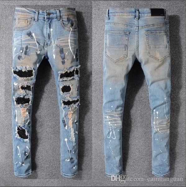 

mens designer pants new style casual skinny sweatpants mens designer jeans drop crotch jogging pants mens jeans #4800, Blue