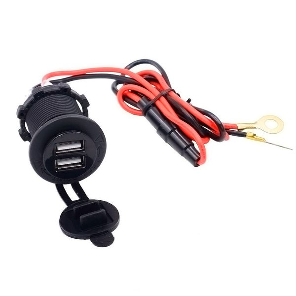 

dual usb port 12v waterproof motorbike motorcycle charger adapter power supply socket for phone gps mp4