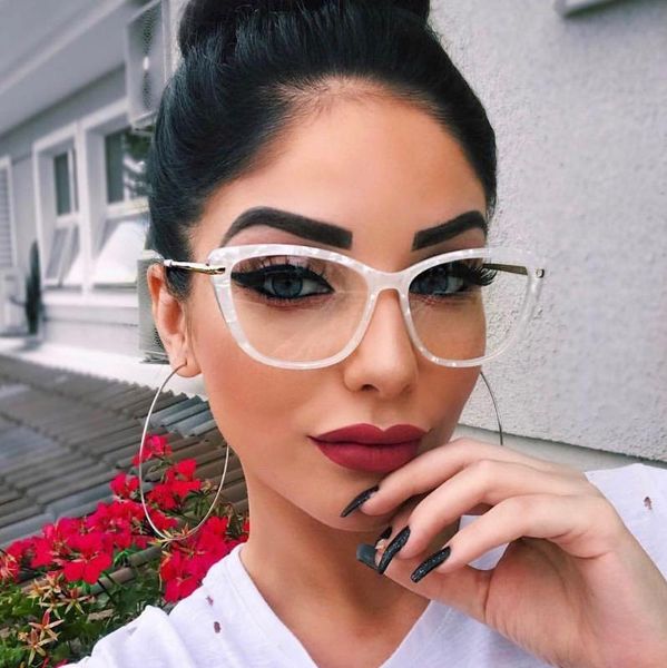 

fashion square cat eye glasses frame women trendy optical computer clear glasses ladies transparent eyeglasses feminino armacao, Black