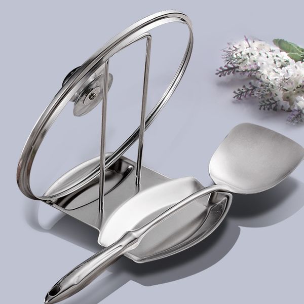 

pot lid rack stainless steel spoon stand tool holder pot lid shelf cooking dish rack pan cover stand kitchen accessories healthy