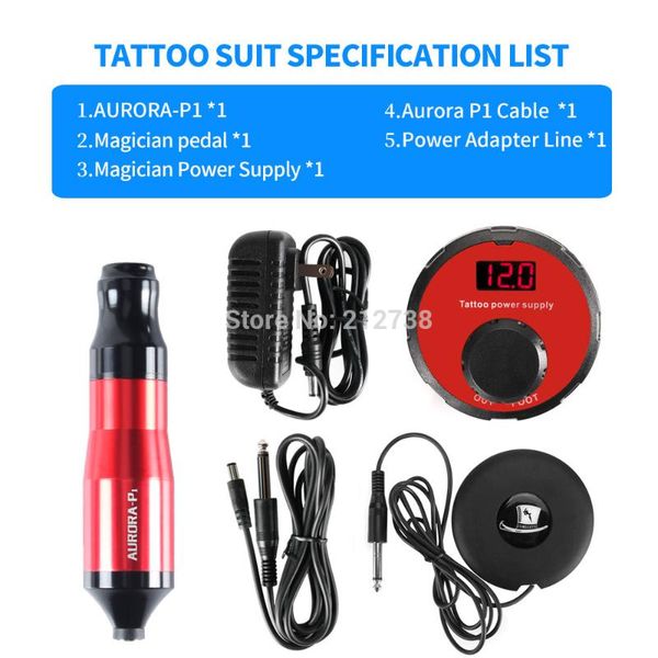 

tattoo guns kits professional kit set rotary machine pen power sets needles accessories supplies -b7