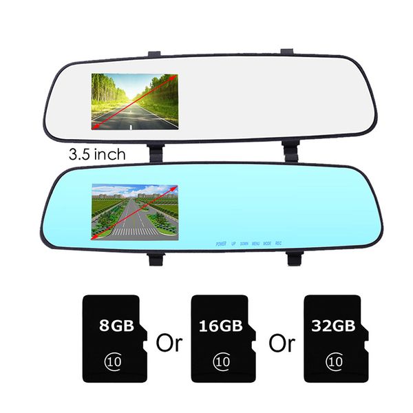 

full hd 1080p car driving recorder registratory camcorder car dvr camera recorder auto 3.5" rearview blue/white mirror video