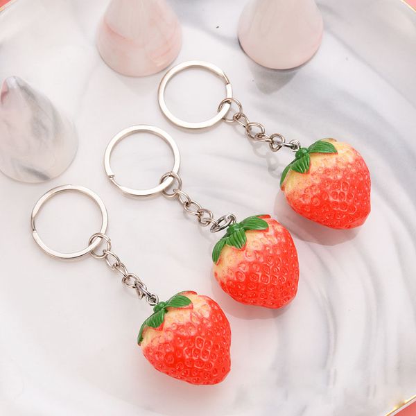 

cute strawberry keychain simulation fruit keyring for fashion gift women girls party favor