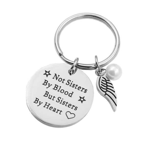 

fashion friends keychain peal keyring "not sisters by blood but sisters by heart" friendship jewelry gift for women girls, Silver