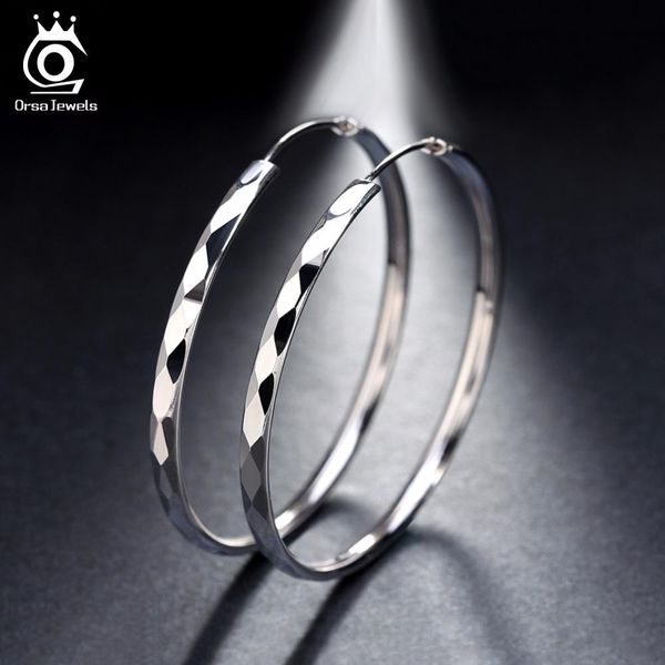 

orsa jewels 50mm big round hoop earring style trendy design 3 layer high polished classic jewelry oe09, Golden;silver