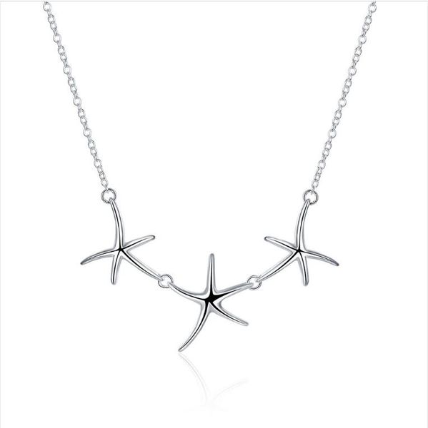 

plated sterling silver necklace 18 inches three starfish pendant necklace dhsn124 ;925 silver plate pendant necklaces jewelry