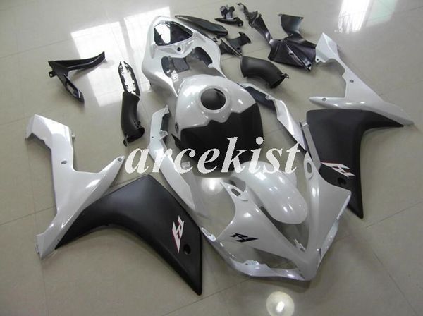 

injection mold new abs motorcycle full fairings kit fit for yamaha yzf-r1 2007 2008 07 08 add tank cover bodywork set white light