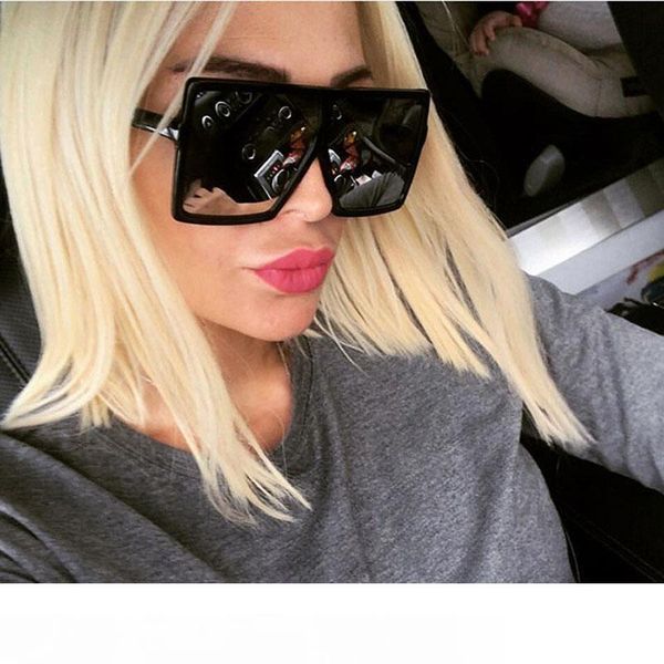 

el malus]big square frame sunglasses women men oversized vintage brand designer pink black silver lens mirror shades sun glasses sg051, White;black