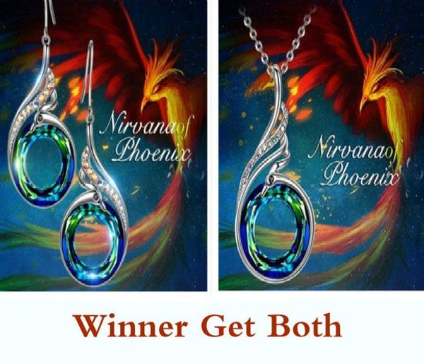 

crystal pendant necklace earrings pendant set nirvana of phoenix made with magic wedding jewelry set for women, Silver