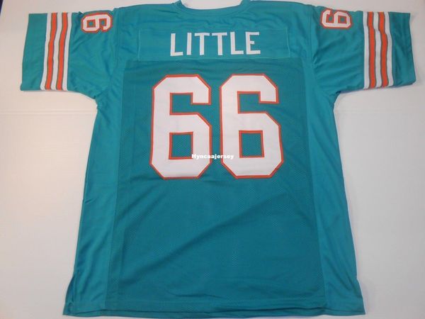 

retro custom sewn stitched #66 larry little teal mitchell & ness jersey high-end men's football jerseys college ncaa, Black;red