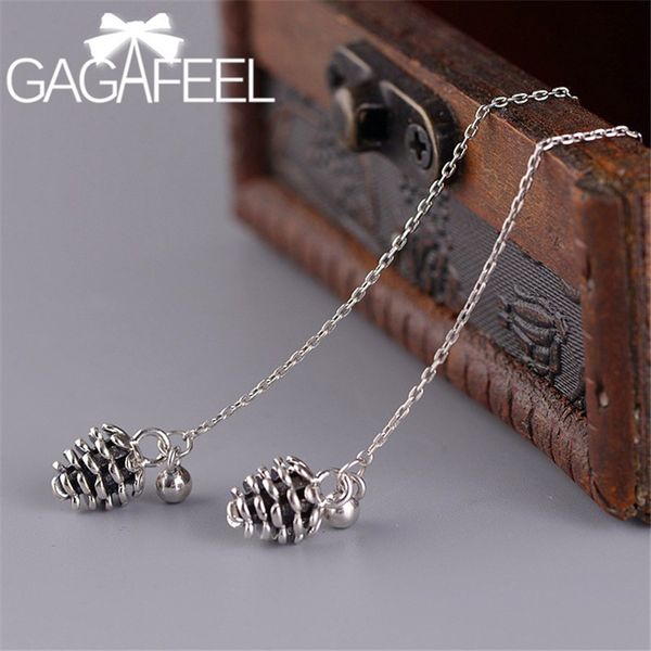 

gagafeel new mini acorn pine cone creative design female personality long tassels earring fashion ear jewelry, Silver