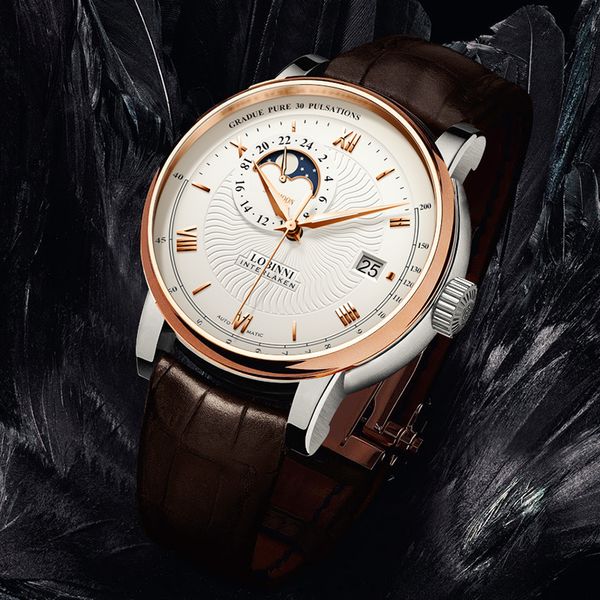 

lobinni japan movement automatic watch men tend business mens wristwatch sapphire waterproof 2020 t200409, Slivery;brown
