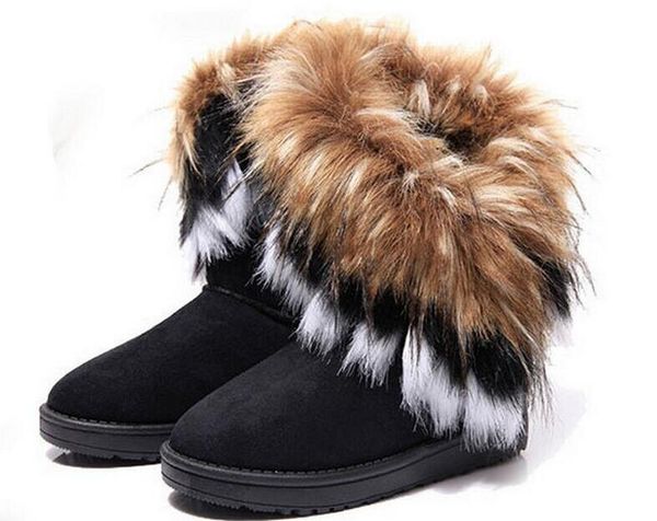 

Fashion Fox Fur Warm Autumn Winter Wedges Snow Women Boots Shoes GenuineI Mitation Lady Short Boots Casual Long Snow Shoes size 36-40