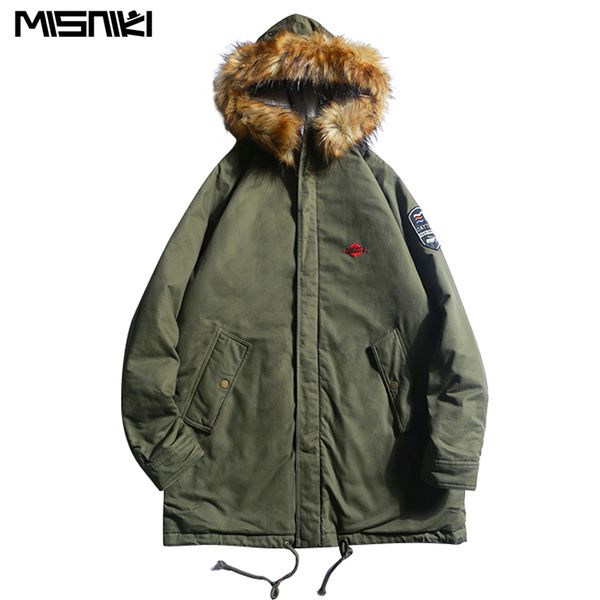 

misniki 2019 new winter men's coats male parkas casual thick outwear fur hooded jackets warm overcoats jp16, Tan;black
