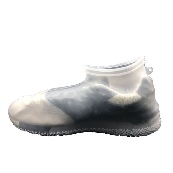 

rain boots reusable shoe cover solid waterproof durable portable washable hiking silicone outdoor non slip thicken protector, White;pink