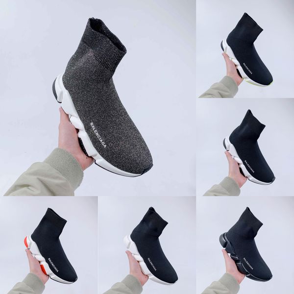 

designer brand speed sock sneakers lightweight men women stretch-knit balenciaga mid sneakers running shoes casual shoes size 35-45, Black