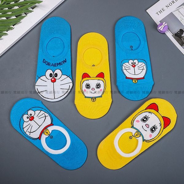 

women soft sock cartoon ladies doraemon printing socks colorful woman boat casual cotton sox girls spring trendy cute skarpetki, Black;white