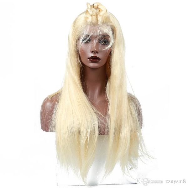 

613 blonde lace front wig human hair wigs for women straight 150% pre plucked full end 360 lace frontal wig with baby hair remy, Black