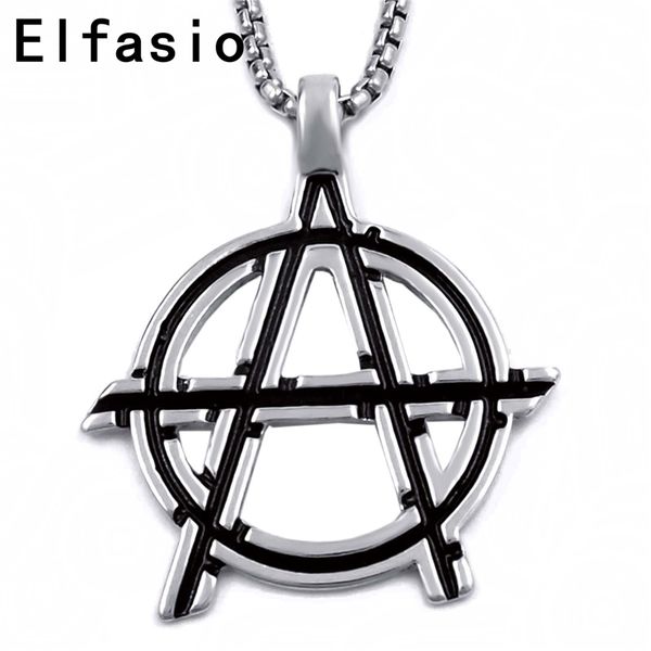 

mens boys silver anarchy symbol pendant with stainless steel necklace chain necklace jewelry p216