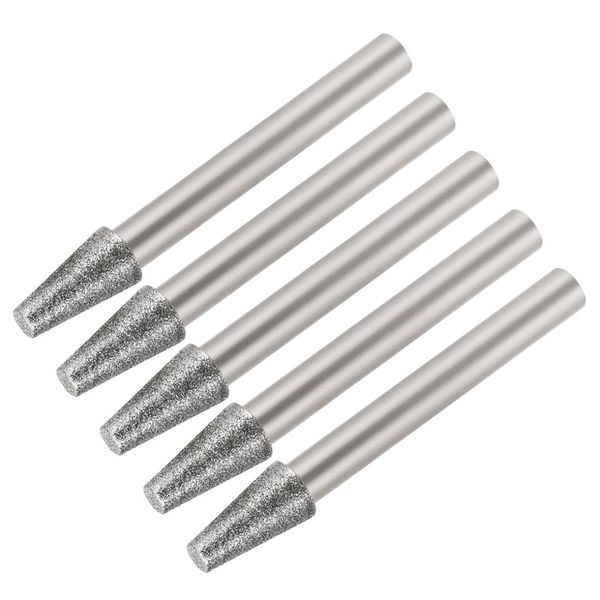 

uxcell diamond burrs for carving rotary tool 1/4-inch shank 6mm pointed 150 grit 5 pcs trapezoid 8mm