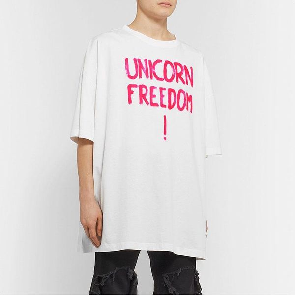 

20ss luxury europe france vetements unicorn om tshirt fashion mens designer t shirts women clothes casual cotton tee, White;black
