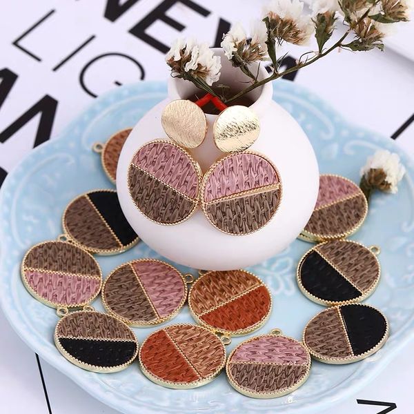 

winter style 30pcs/lot pu leather core geometry rounds shape alloy floating locekt charms diy jewelry earring/garment accessory, Bronze;silver