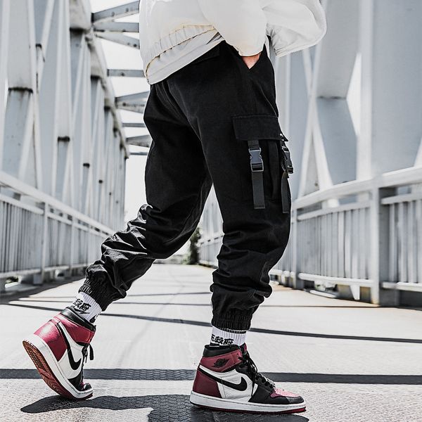 

us size men's jogger streetwear tactics cargo pants fashion hip hop joggers camouflage pant mens sweat pants dg423, Black