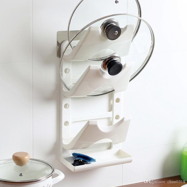 

сильные всасывания магия гибкая наклейки пот rack крышки держатель кухни настенный горшок крышка стойки кухня хранения крышка многослойная с