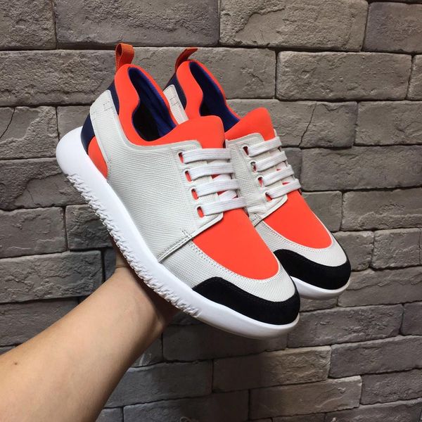 

fashion luxury designer sneaker man casual shoes genuine leather mesh pointed toe race runner shoes outdoors trainers with box 38-44, Black