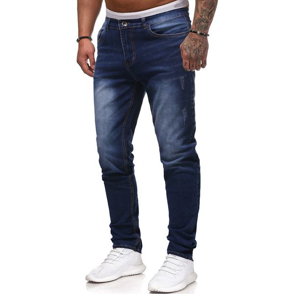

eaby men jean fabric casual athletic pants trousers jeans k70, Blue