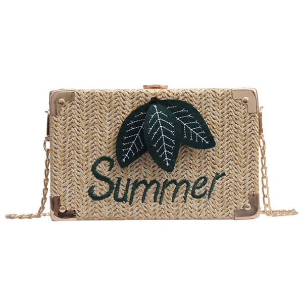 

женская маленькая сумка мода соломенная тканая сумка пряжка цепи посыльного цепи многофункциональный мобильный телефон